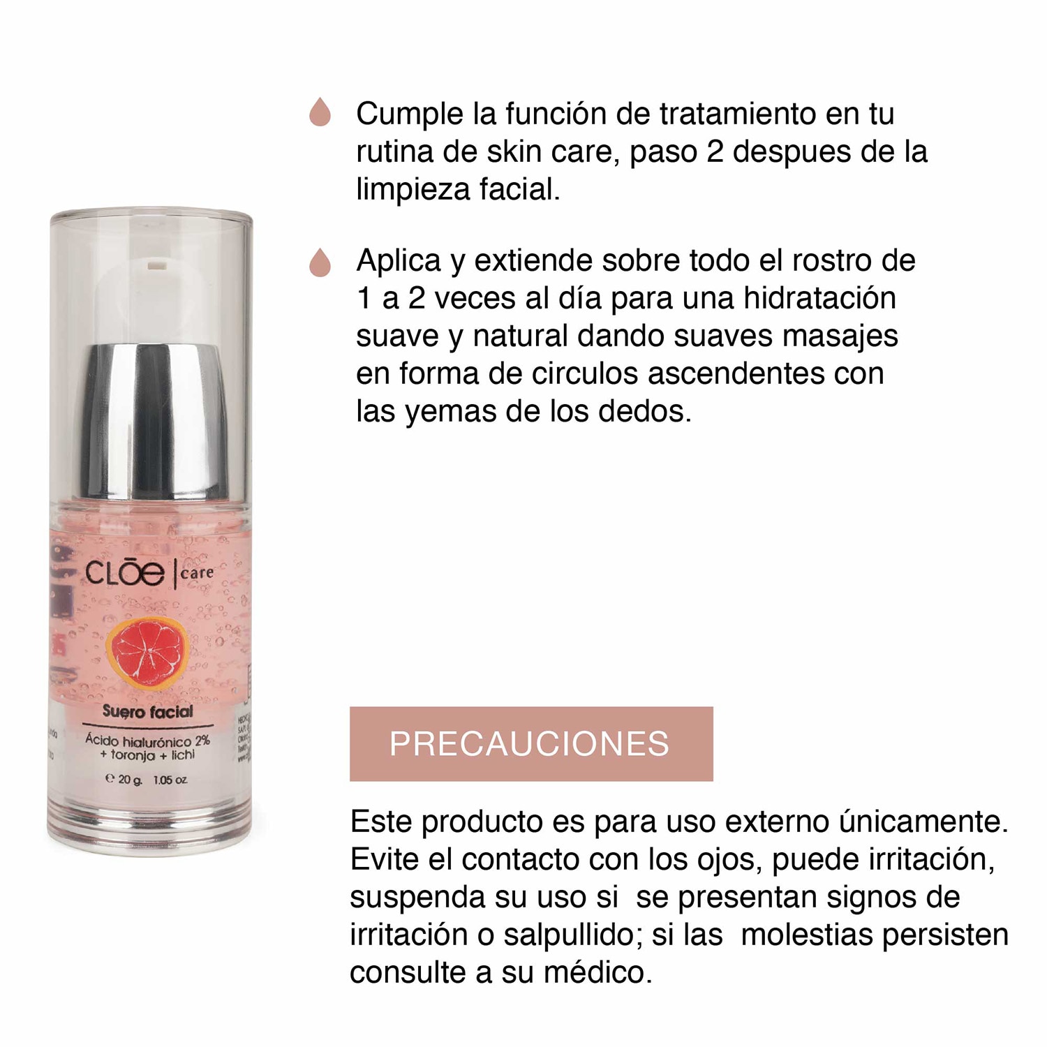 SUERO FACIAL CON ÁCIDO HIALURÓNICO + TORONJA  (SUERO HIDRATANTE PARA ROSTRO)